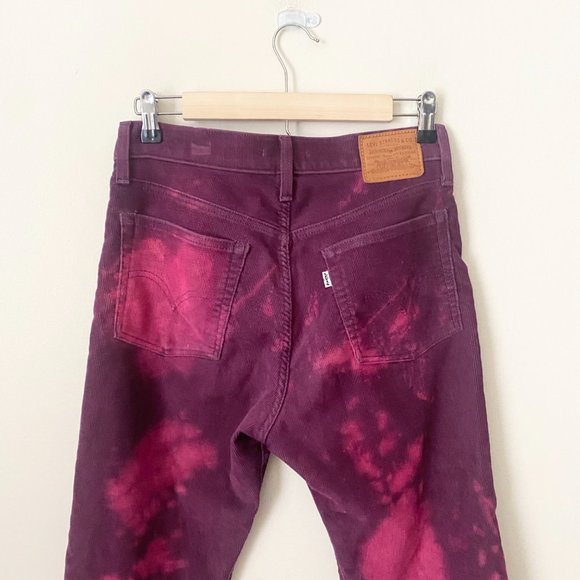 Levi's Wedgie Potent Purple Bleach Dye Straight Leg Corduroy Pants - Picture 5 of 10